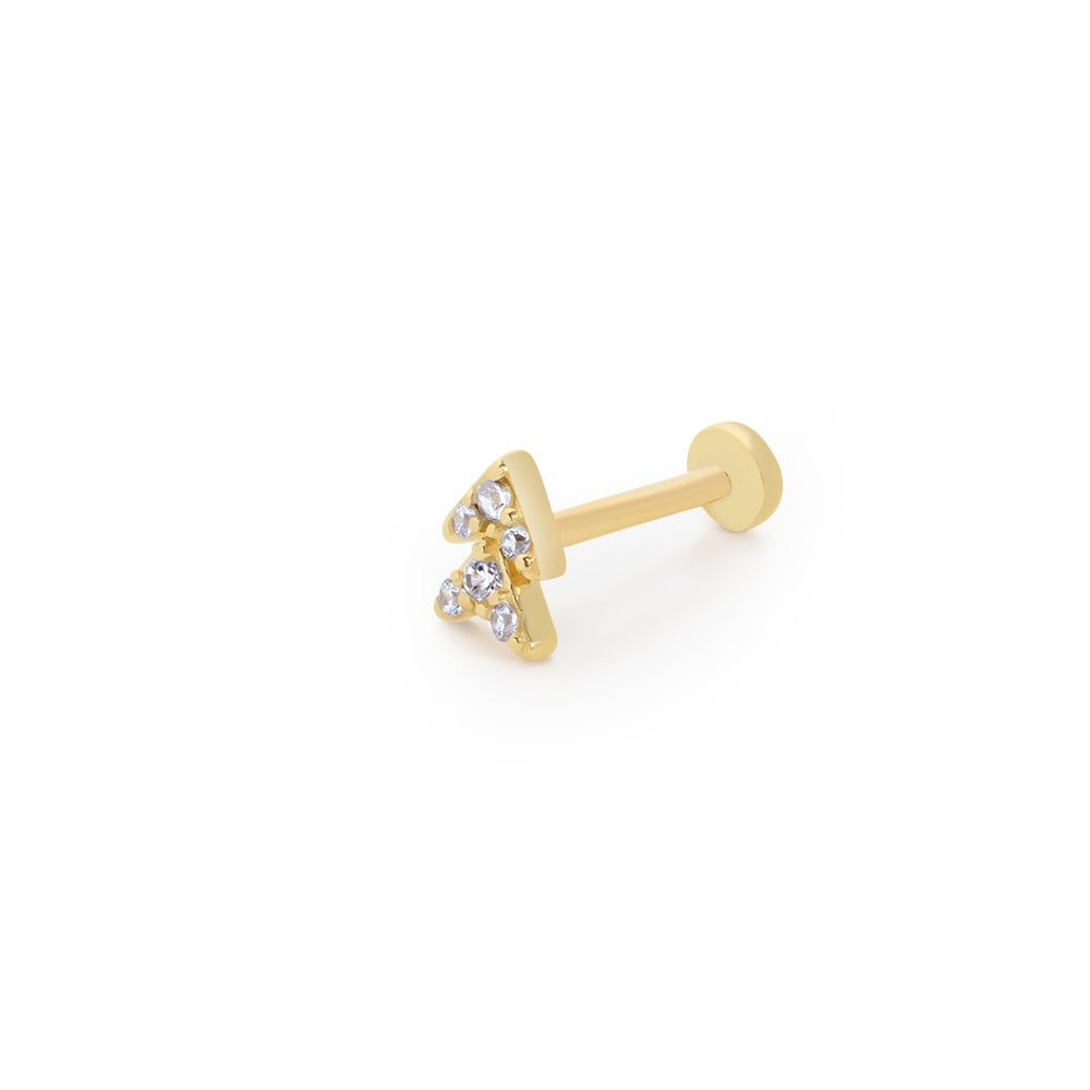 14k Gold Stone Arrow Model Tragus Piercing