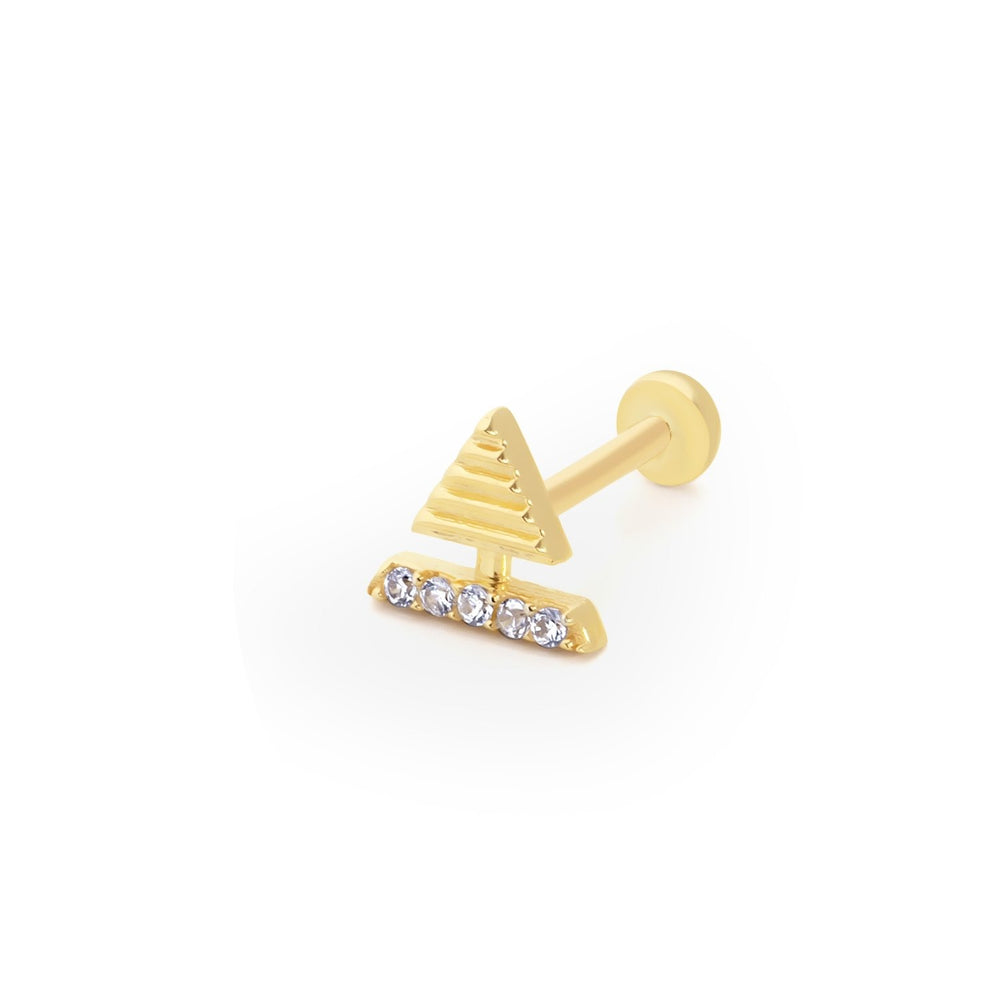 14k Gold Triangle Model Stone Tragus Piercing