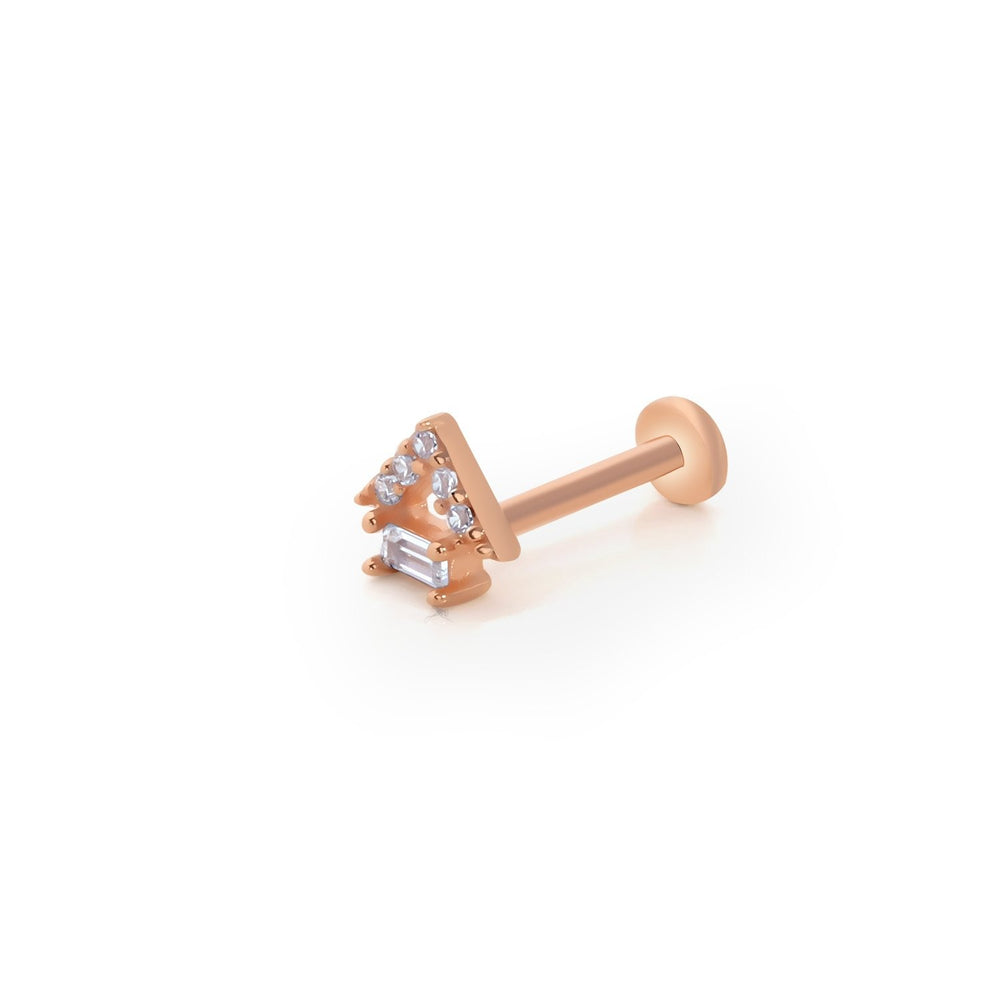 14k Gold Home Model Baguette Stone Tragus Piercing