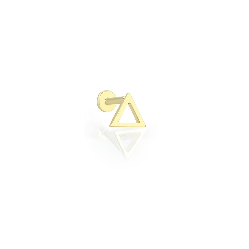 14k Gold Minimal Triangle Model Tragus Piercing