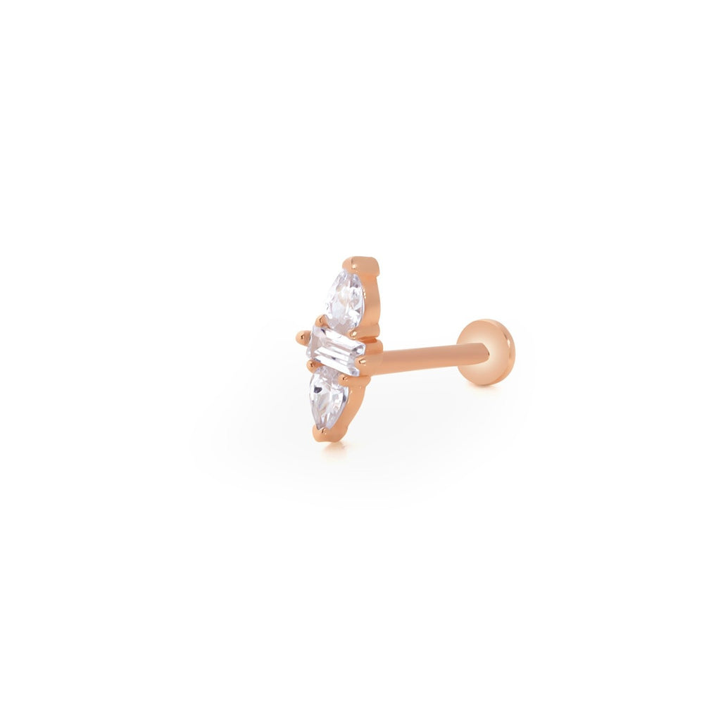 14k Gold Baguette & Drop Stone Tragus Piercing
