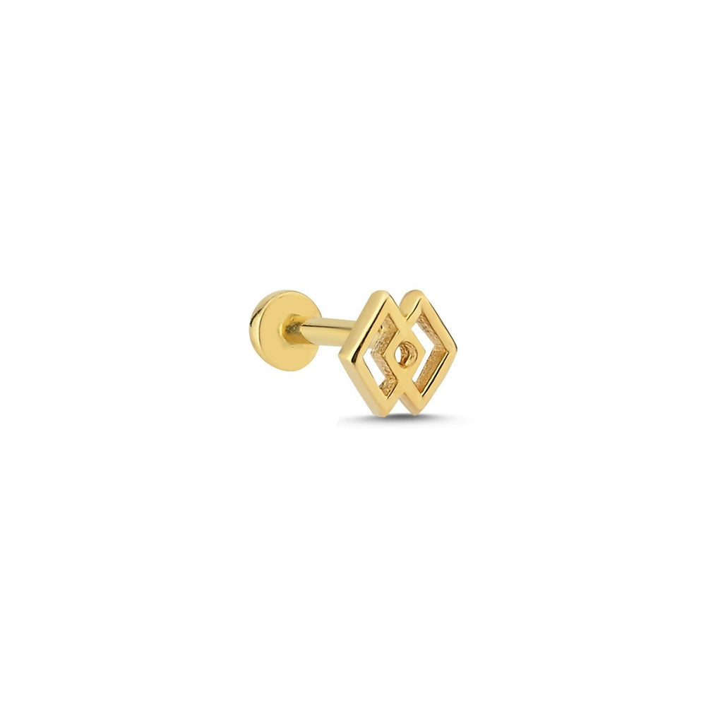 14k Gold Double Square Design Tragus Piercing