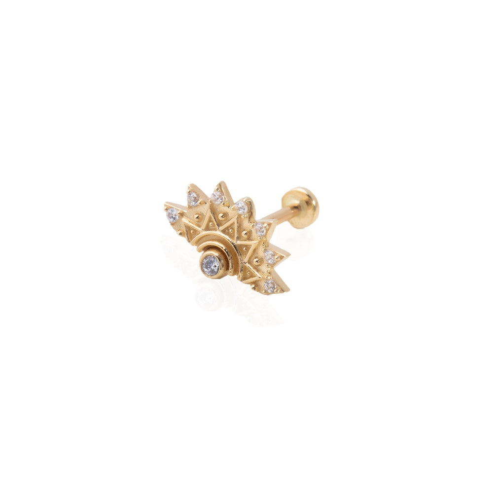 14k Gold Stone Mandala Tragus Piercing