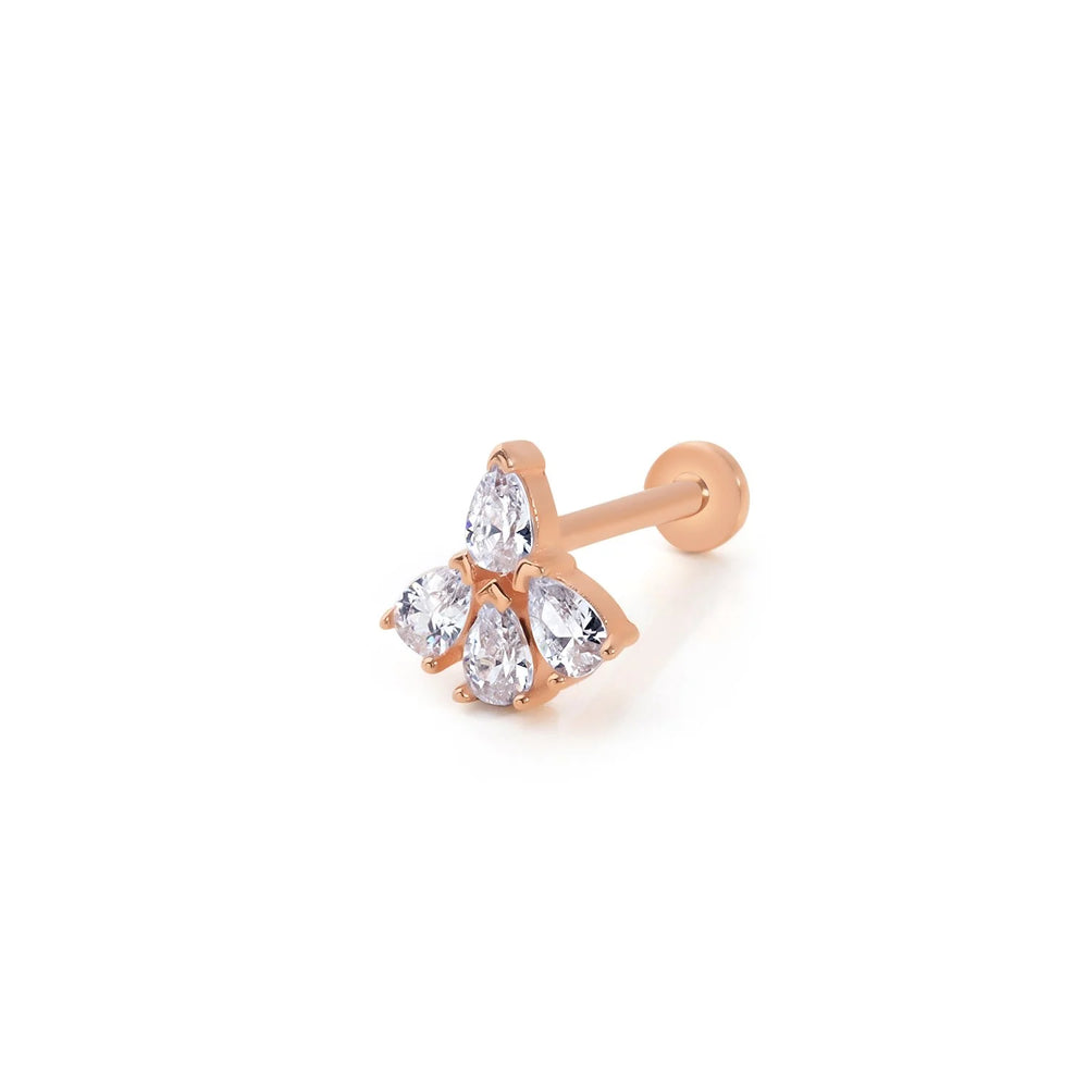 14k Gold Triple Stone Tragus Piercing