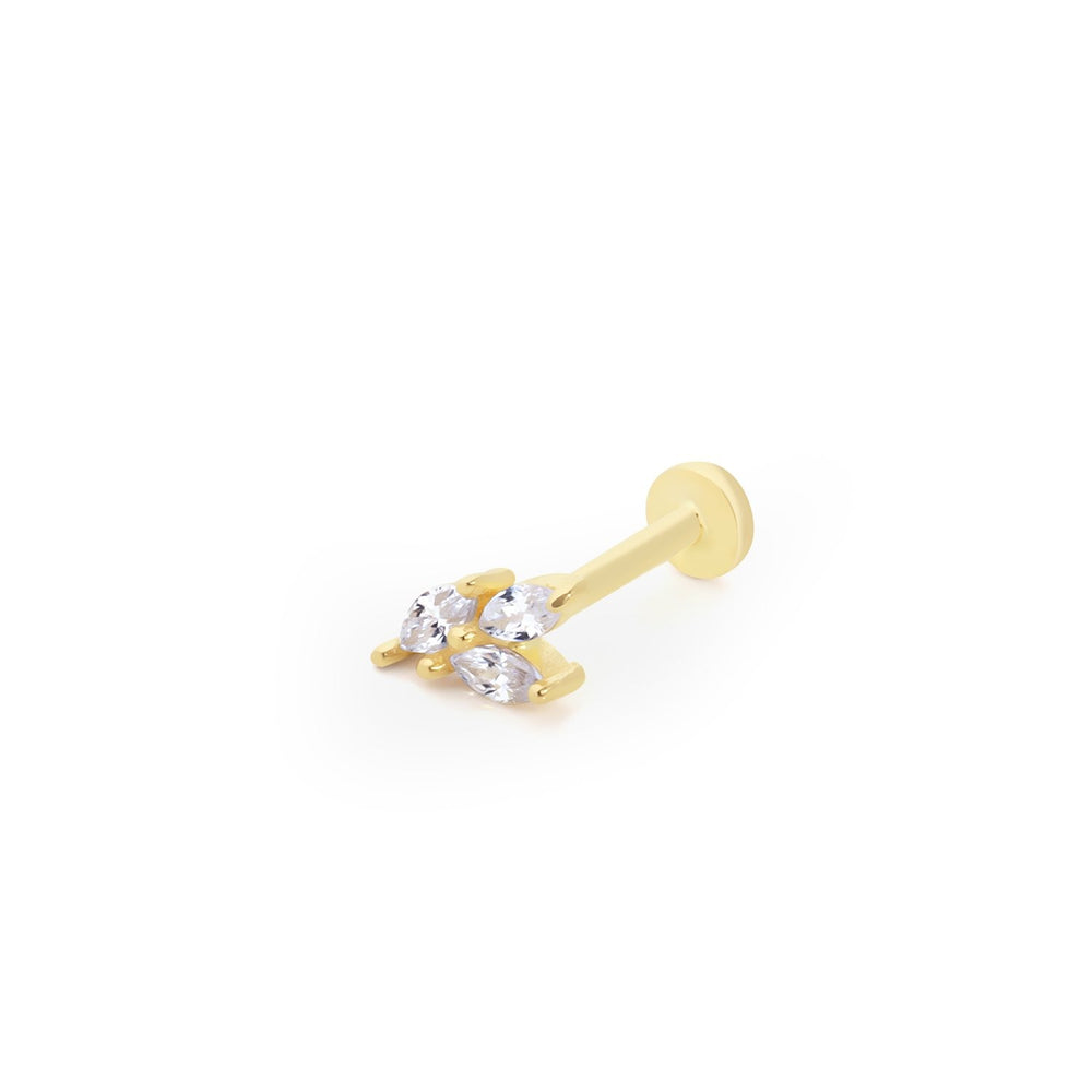 14k Gold Triple Marquise Stone Tragus Piercing