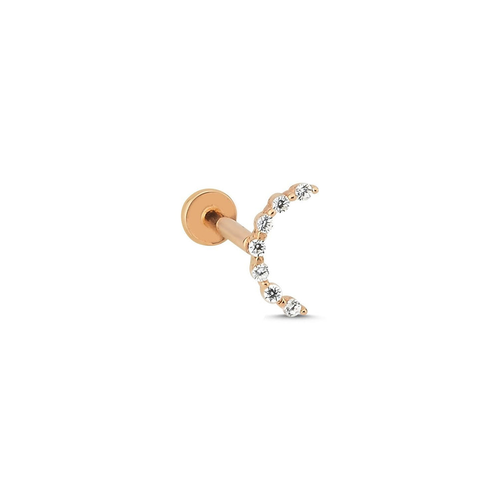 14k Gold Seven Stone Crescent Model Minimal Tragus Piercing