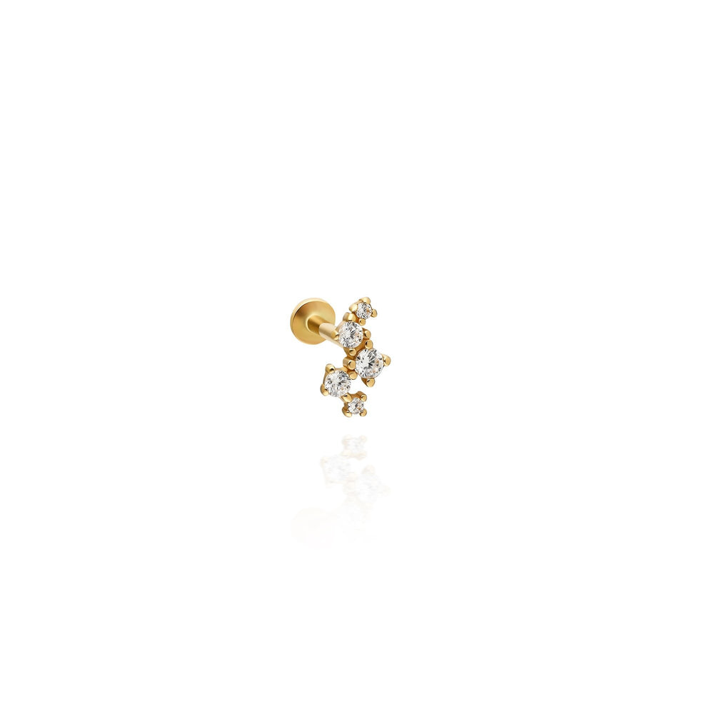 14k Gold Five Stone Geometric Model Tragus Piercing