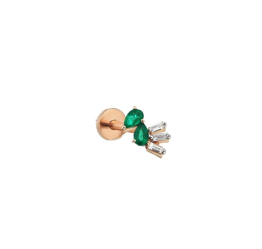 14k Gold Green Drop Stone Model Tragus Piercing