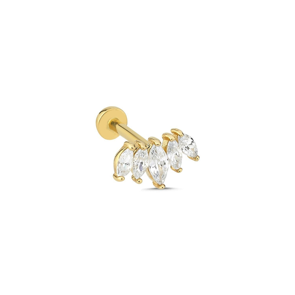 14k Gold Five Marquise Stone Tragus Piercing
