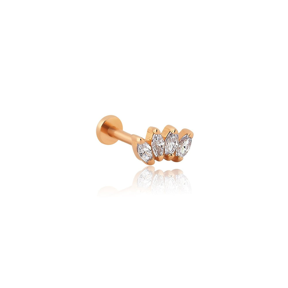 14k Gold Four Marquise Stone Tragus Piercing