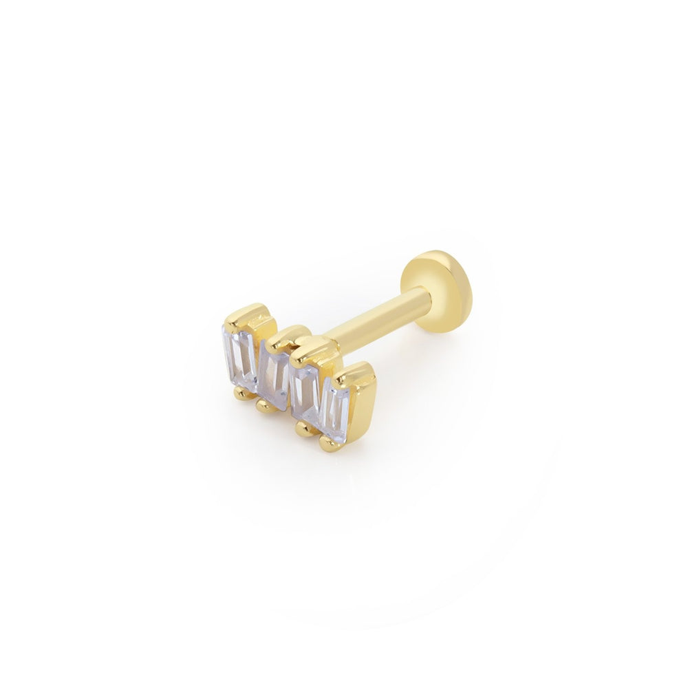 14k Gold Four Baguette Model Tragus Piercing