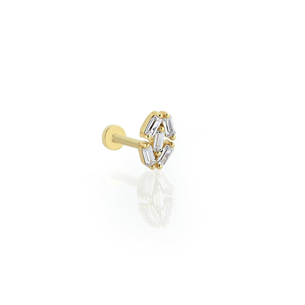 14k Gold Baguette Model Poly Tragus Piercing