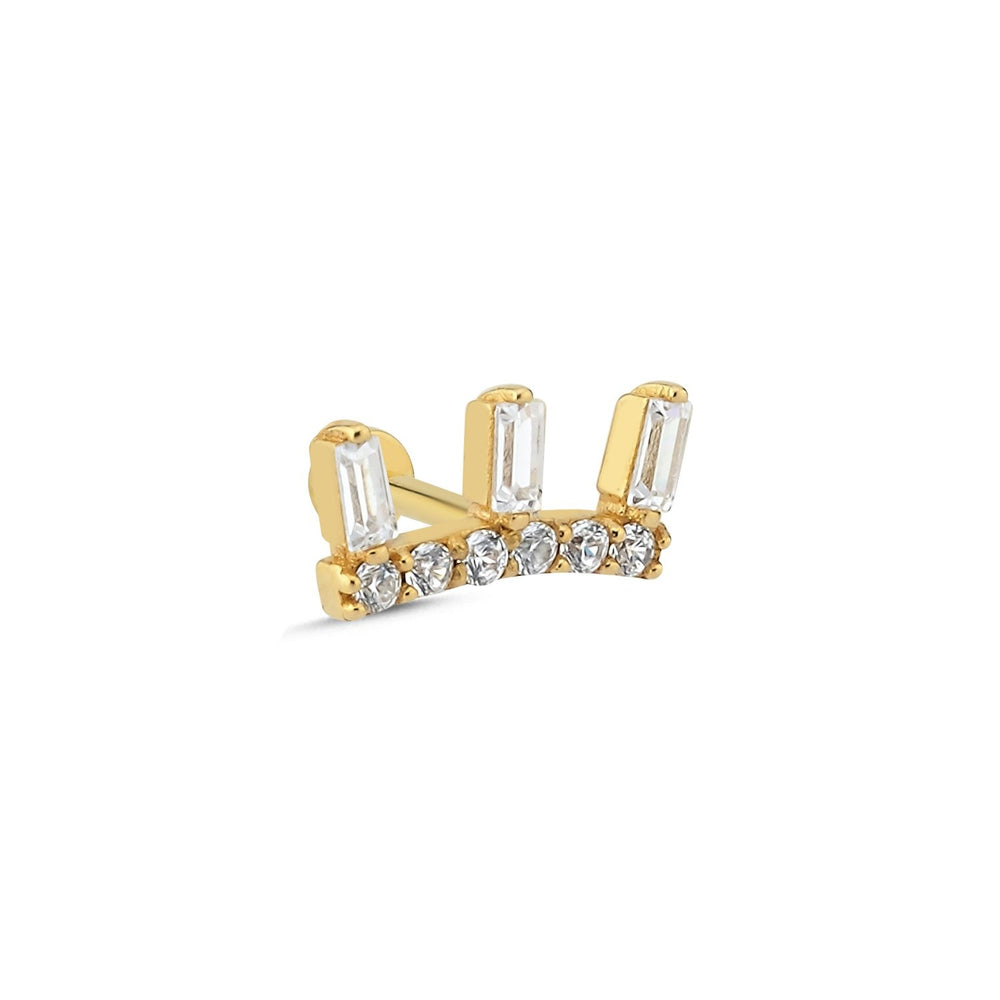 14k Gold Crown Baguette Tragus Piercing