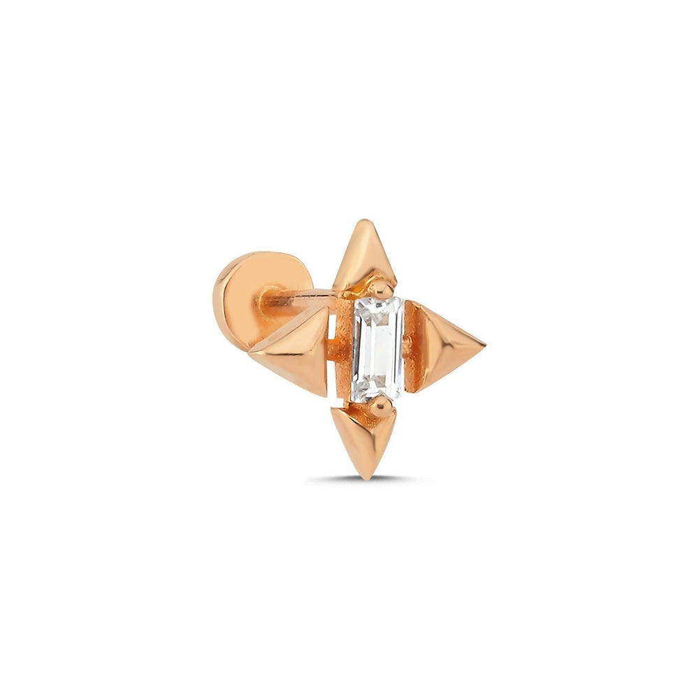 14k Gold Shining Baguette Tragus Piercing