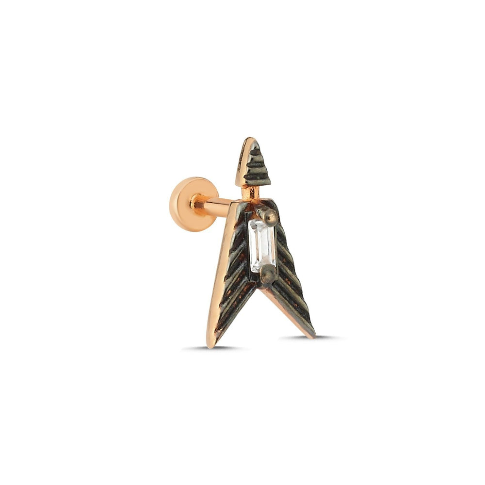 14k Gold Bla Arrow Tragus Piercing