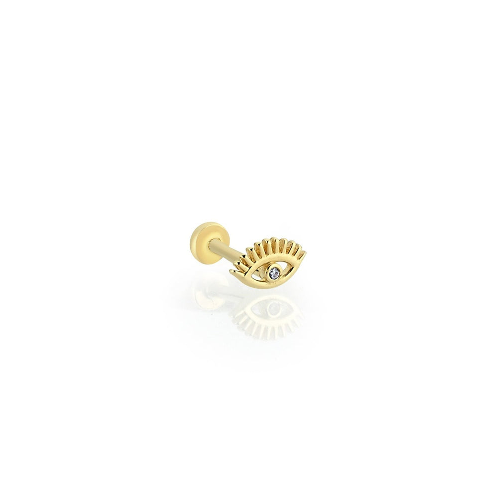 14k Gold Stone Detail Eye Tragus Piercing