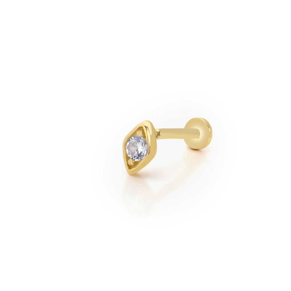 14k Gold Single Stone Tragus Piercing