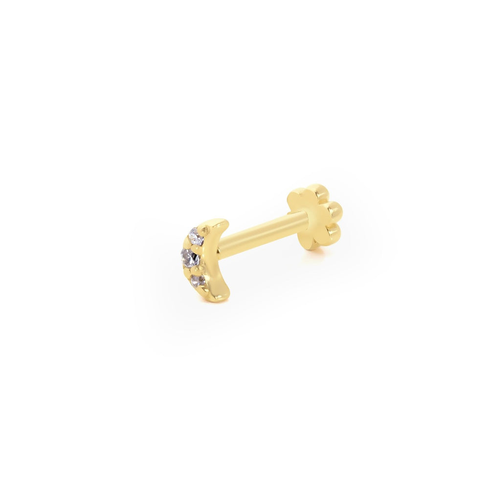 14k Gold Mini Moon Tragus Piercing