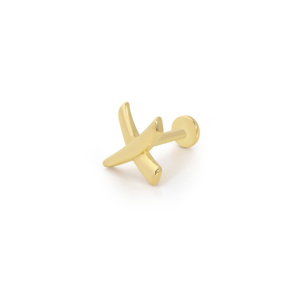 14k Gold Cross Model Tragus Piercing