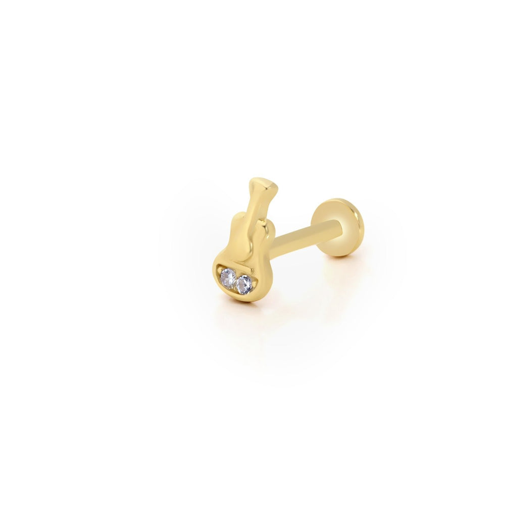 14k Gold Guitar Model Double Stone Tragus Piercing