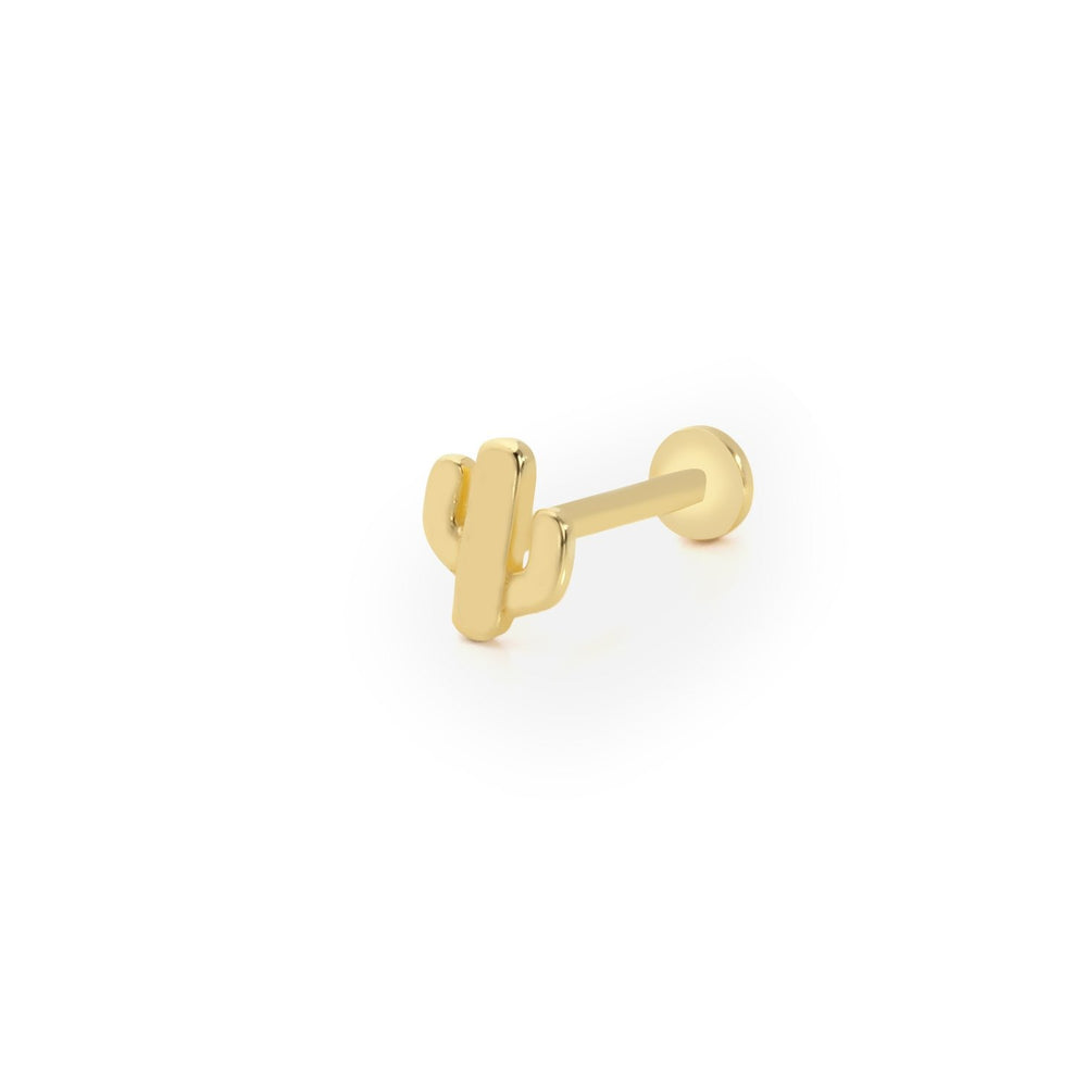14k Gold Short Size Cactus Model Tragus Piercing