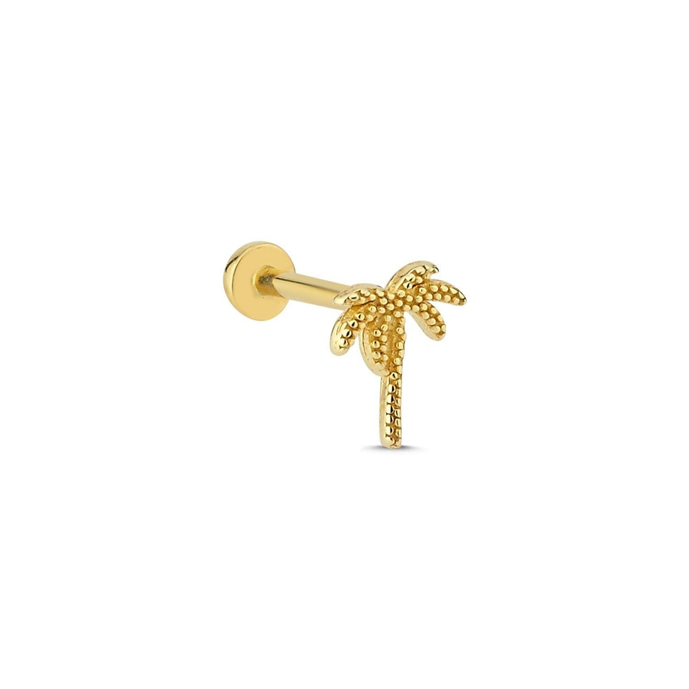 14k Gold Processing Detail Palm Model Tragus Piercing