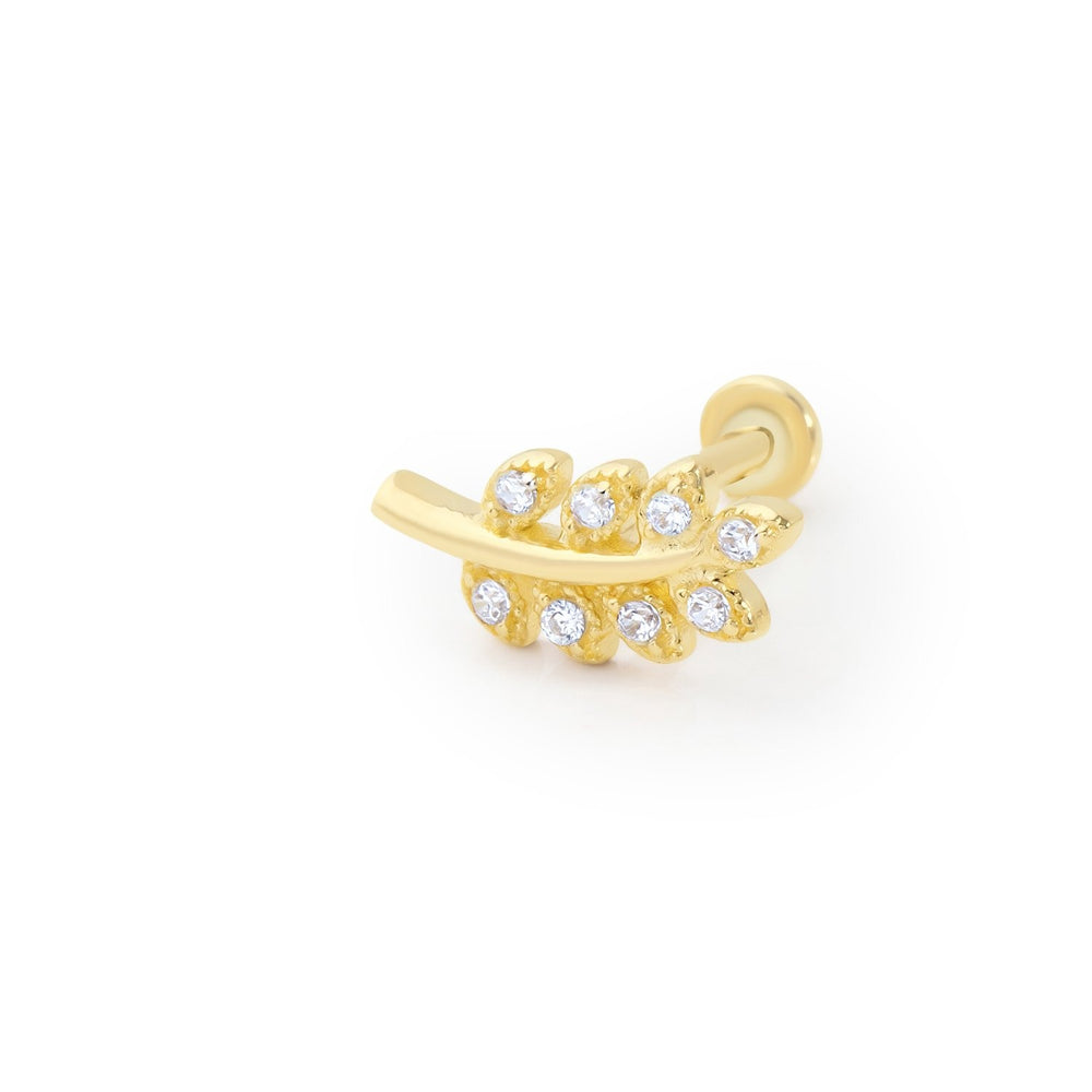 14k Gold Leaf Model Eight Stone Tragus Piercing