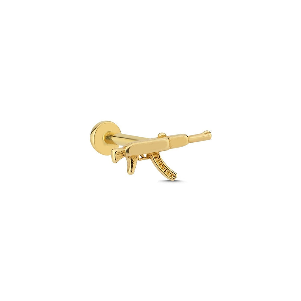 14k Gold Uzi Tragus Piercing