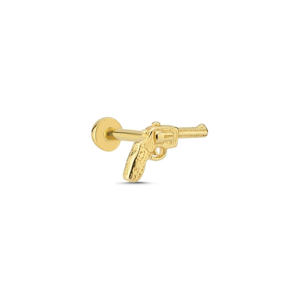 14k Gold Gun Tragus Piercing