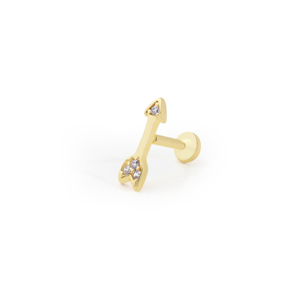 14k Gold Stone Arrow Model Tragus Piercing