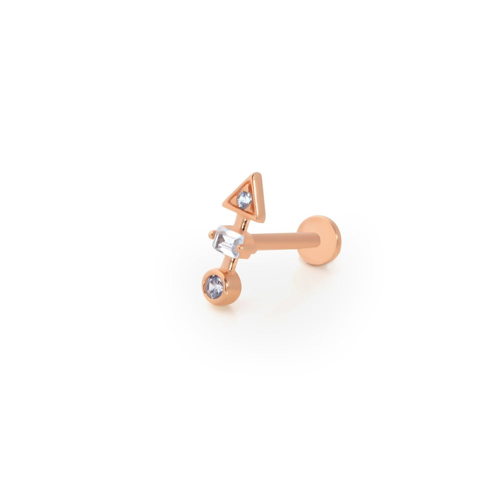 14k Gold Baguette Stone Arrow Model Tragus Piercing