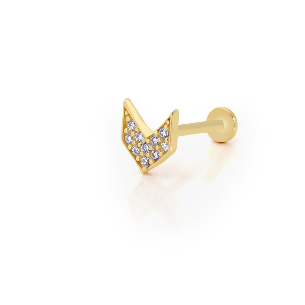 14k Gold Stone Triangle Model Tragus Piercing