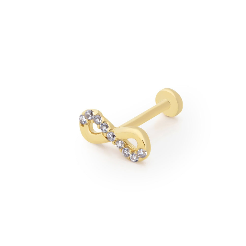 14k Gold Infinity Symbol Nine Stone Tragus Piercing
