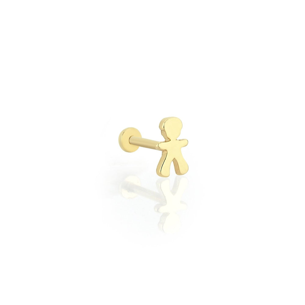 14k Gold Boy Figure Tragus Piercing