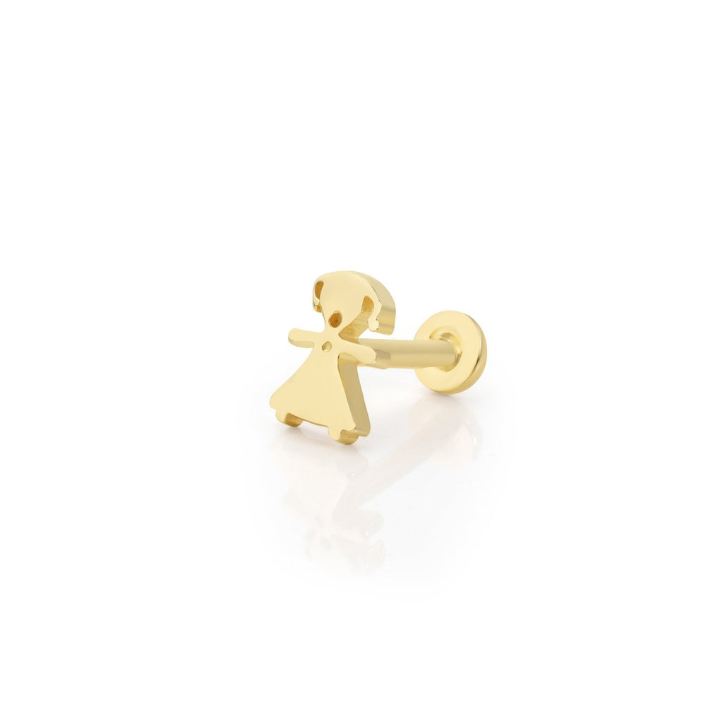 14k Gold Girl Child Figure Tragus Piercing