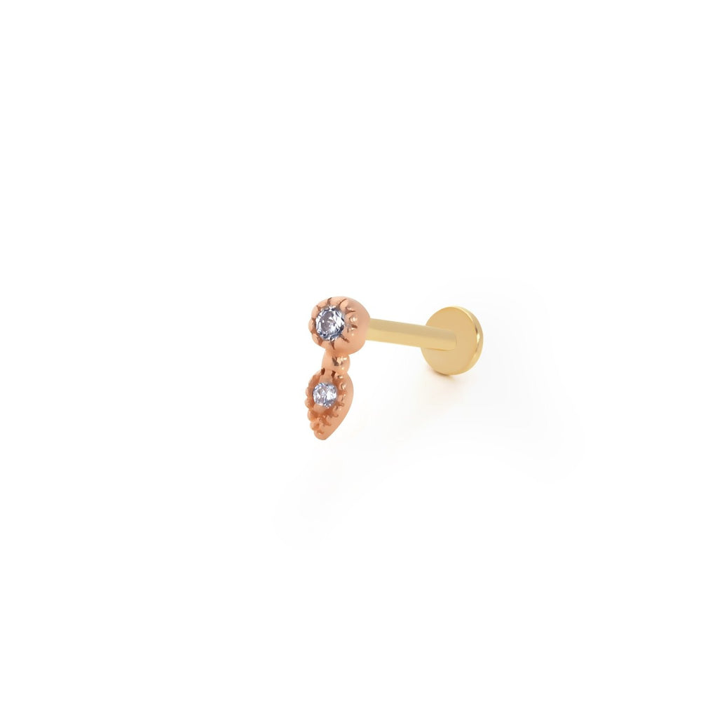 14k Gold Round Tip Drop Model Tragus Piercing