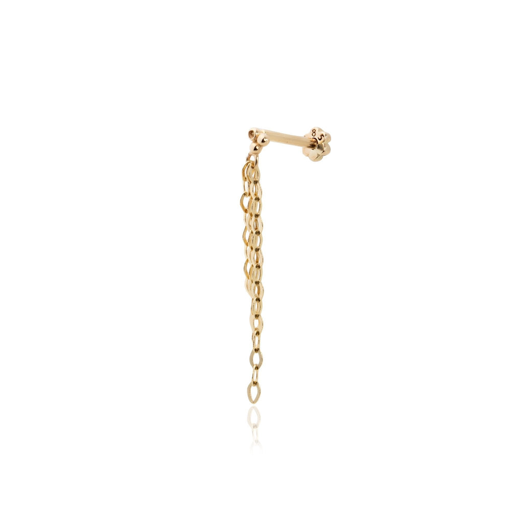 14k Gold Chain Tragus Piercing with Two Ball Ends