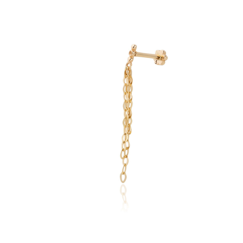 14k Gold Vertical Ball End Pendant Chain Tragus Piercing