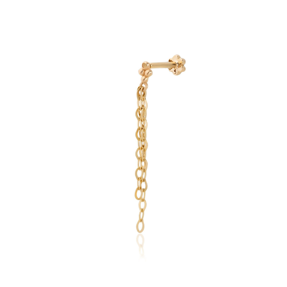14k Gold Three-Ball Chain Tragus Piercing