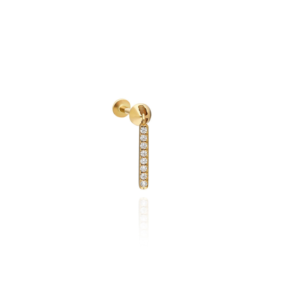 14k Gold Eight-Stone Stick Pendant Tragus Piercing