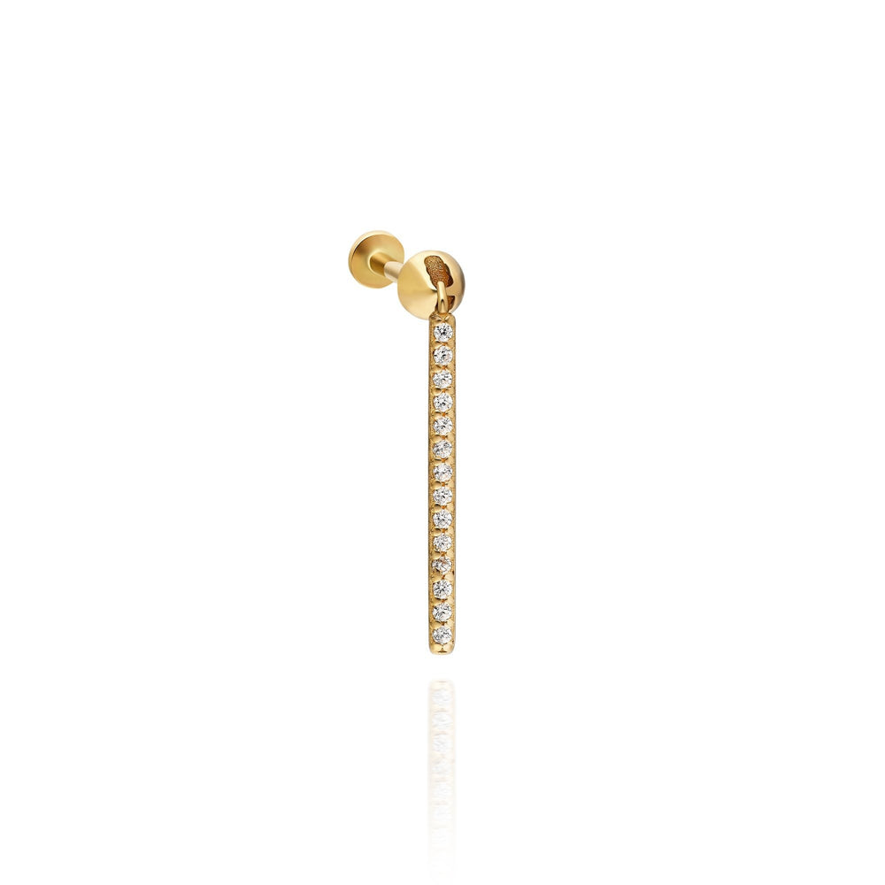 14k Gold Fourteen Stone Stick Pendant Tragus Piercing
