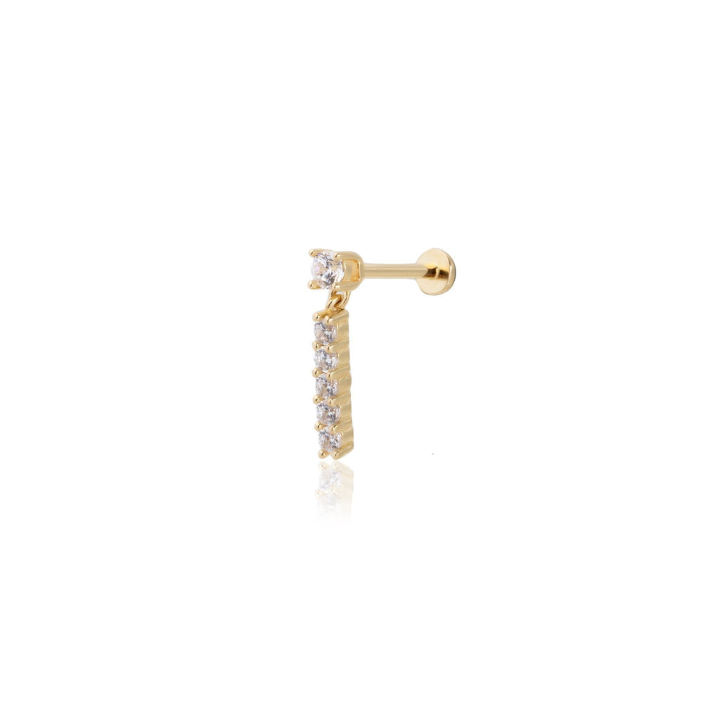 14k Gold Solitaire Tragus Piercing with Five Stones Hanging on the End