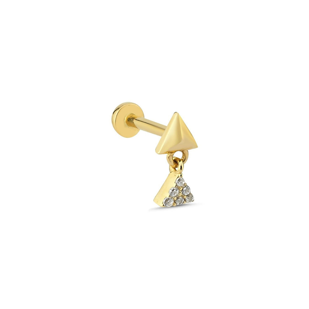 14k Gold Triangular Prism Stone Triangle Tragus Piercing