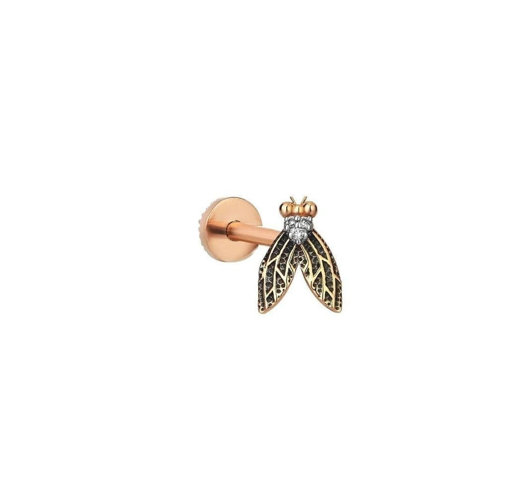 14k Gold Fly Figure Tragus Piercing
