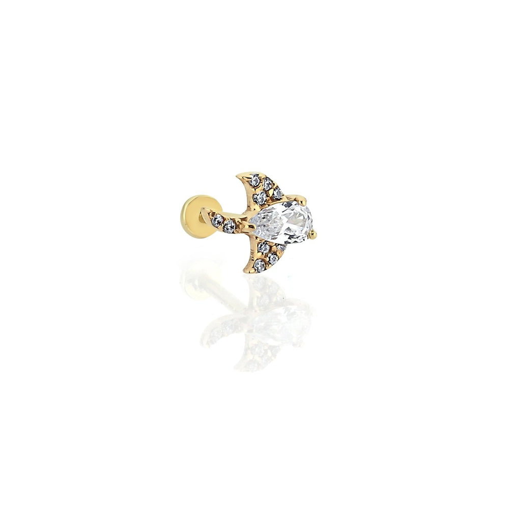 14k Gold Stingray White Tragus Piercing