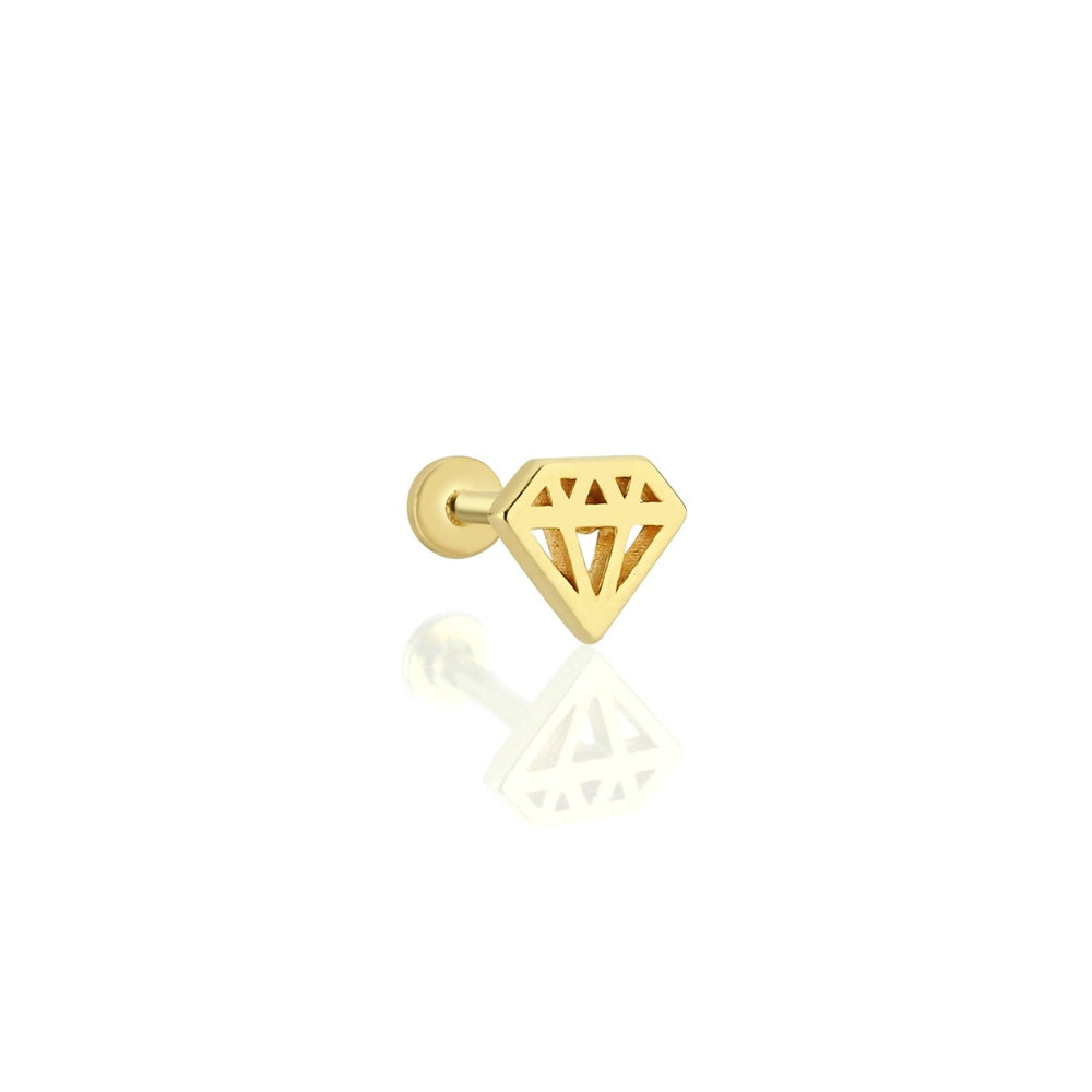 14k Gold Diamond Model Tragus Piercing