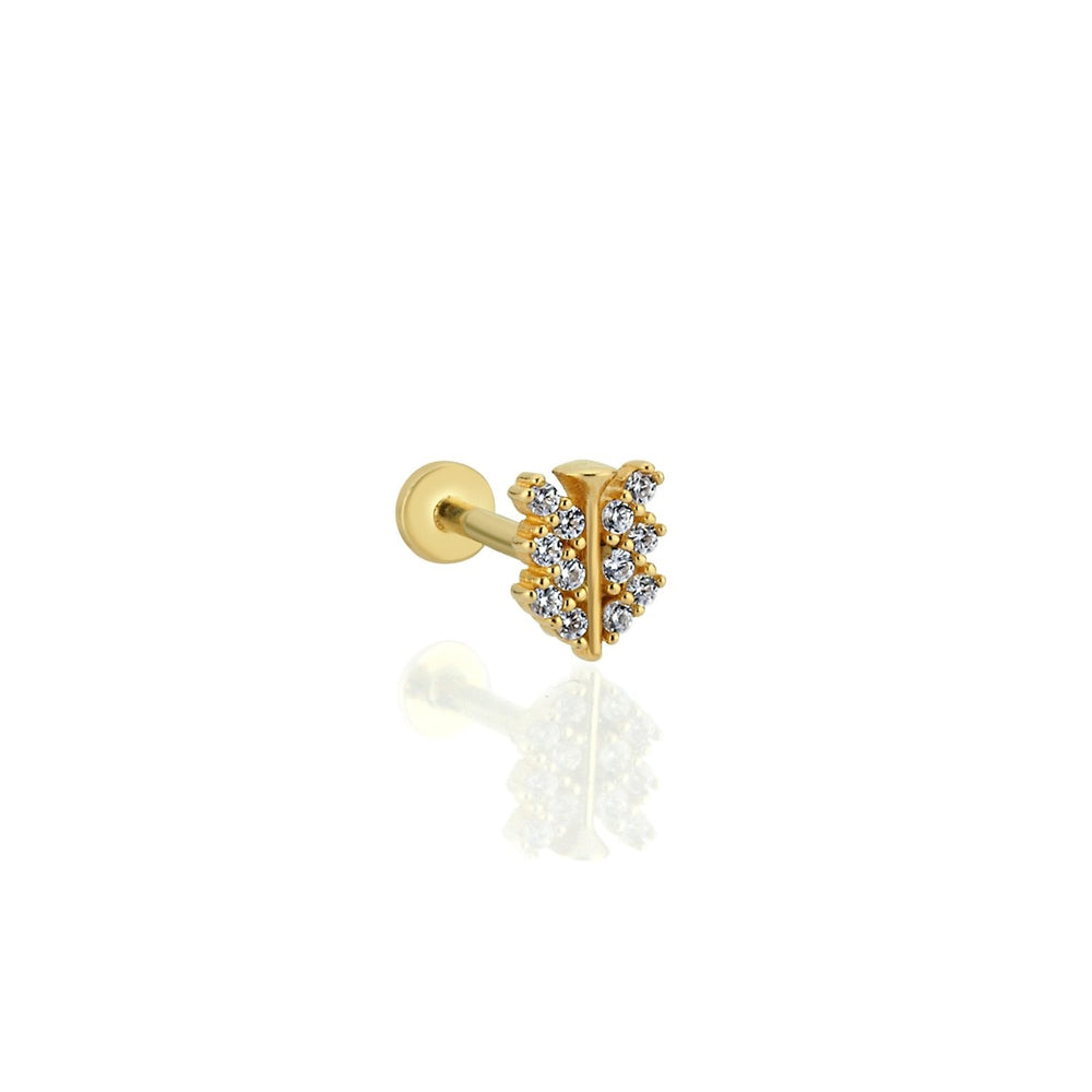 14k Gold Zigzag Stone Row Tragus Piercing