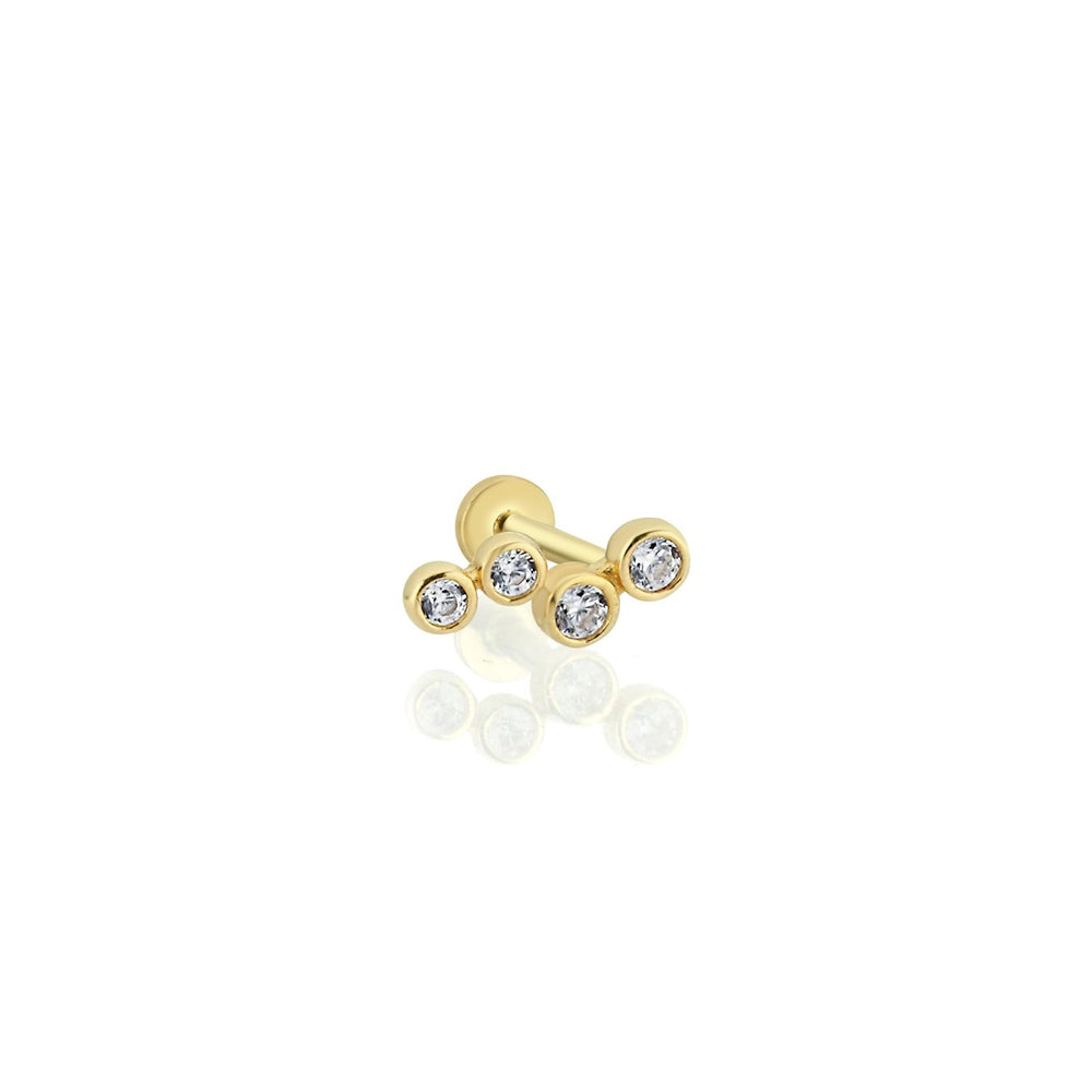 14k Gold Quadruple Bubble Tragus Piercing