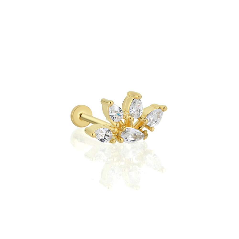 14k Gold Crown Model Drop Stone Tragus Piercing