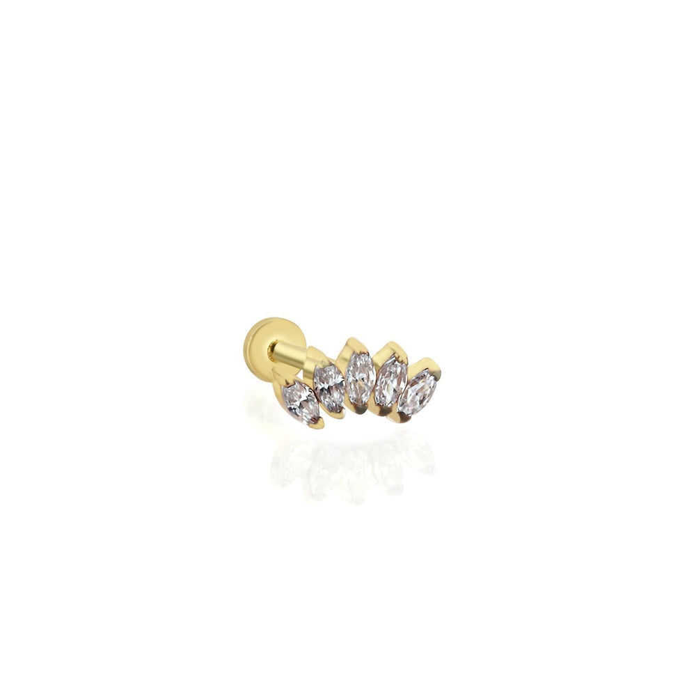 14k Gold White Center Stone Tragus Piercing